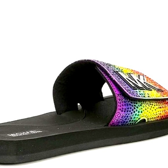 Michael KORS Rainbow Rhinestone Slides NIB - Picture 3 of 5
